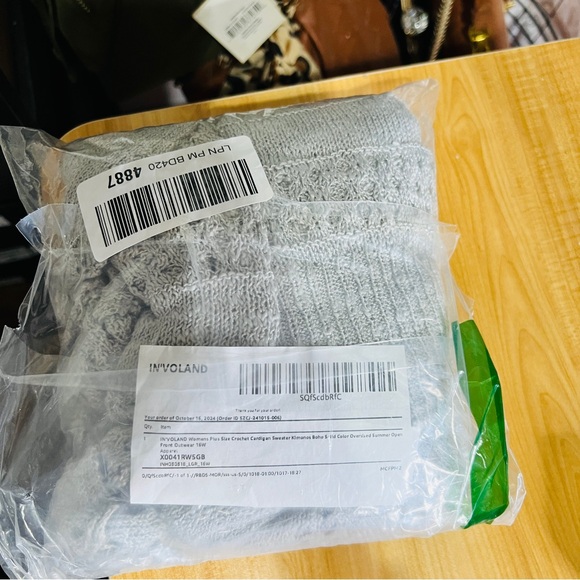 Crochet Cardigan Kimonos Boho Long Sleeve Open Front Knitted Sweater XL - Picture 5 of 6